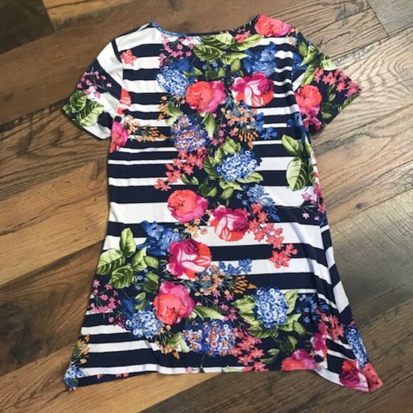 European Vibrant Floral and Stripe Blouse - Soft - Picture 6 of 6